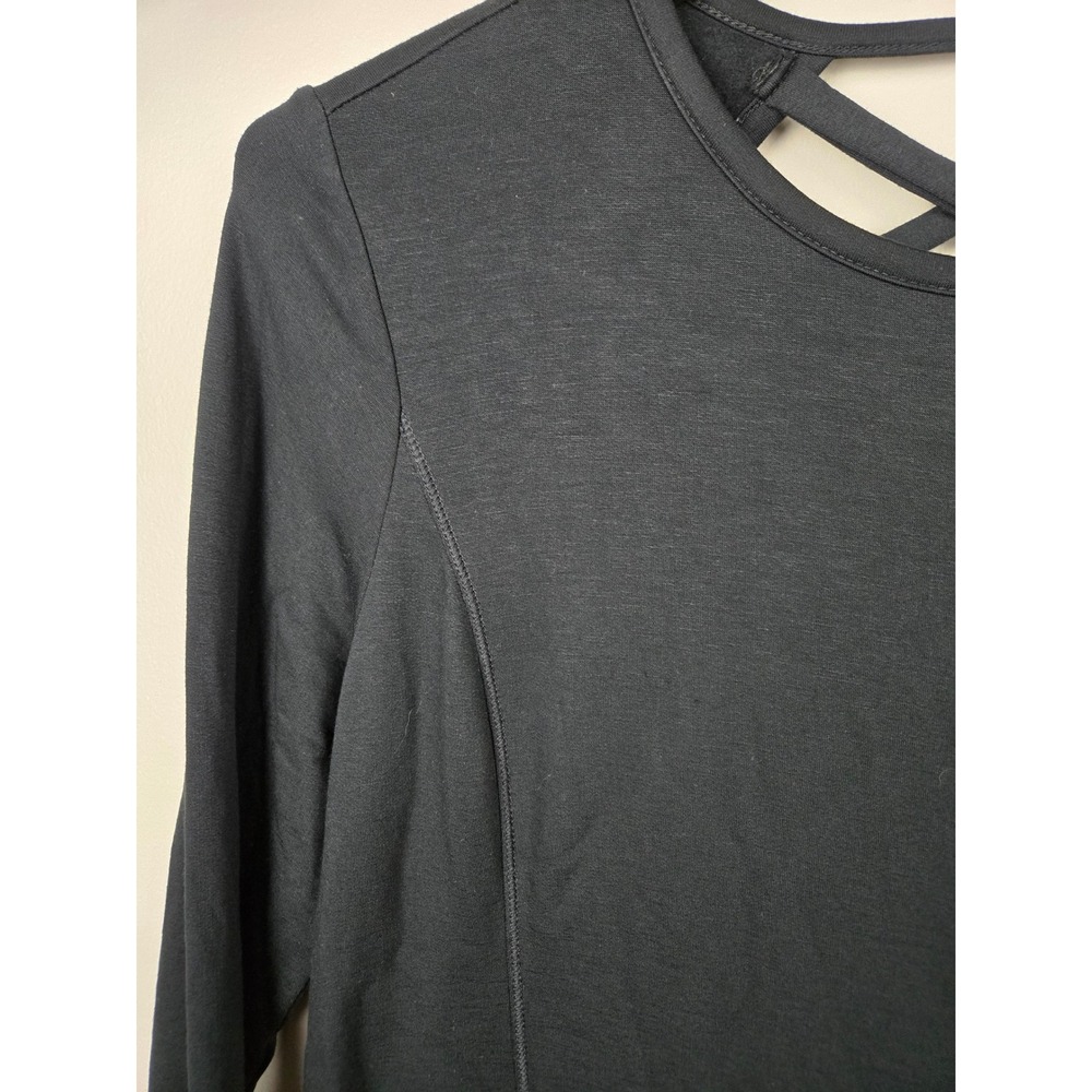 J Jill Fit Black Long Sleeve Criss Cross Back Athletic Dress Size Medium - Picture 3 of 8